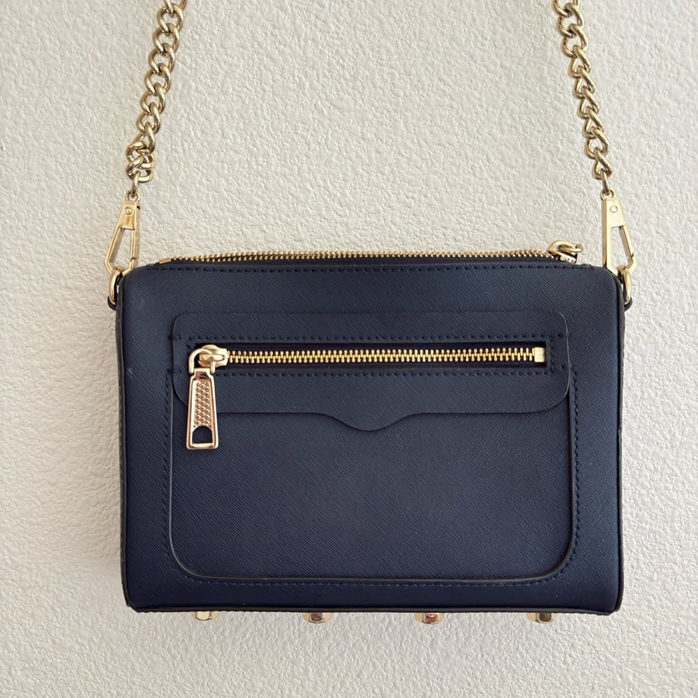 Rebecca Minkoff Navy Blue Crossbody Bag with Gold Chain